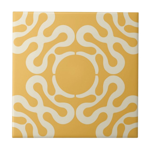 Asian pattern. Gold Background Tile (Front)