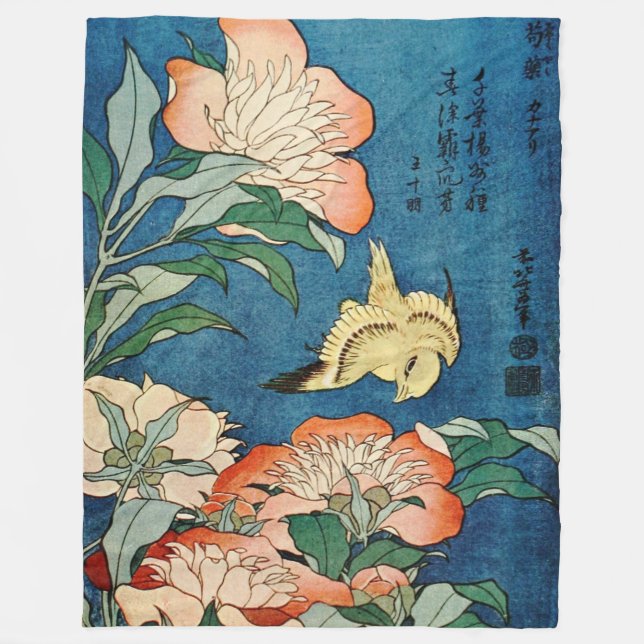 ASIAN PEONIES fleece blanket (Front)