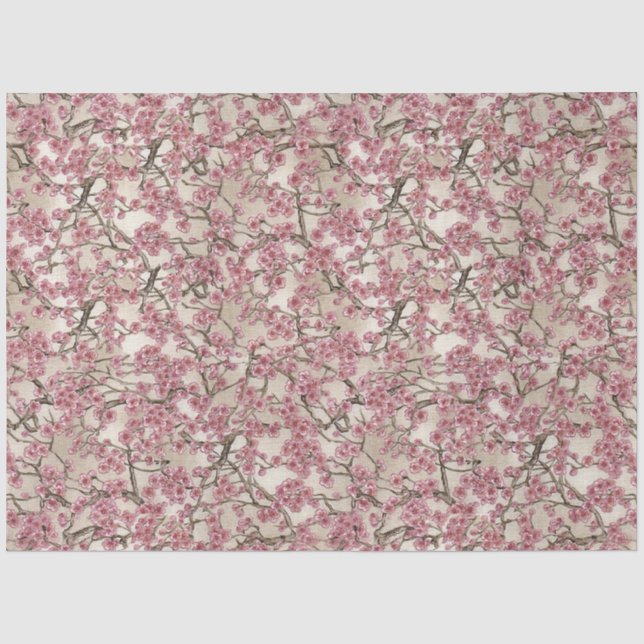 Asian Pink Cherry Blossoms Tissue Paper (Front)