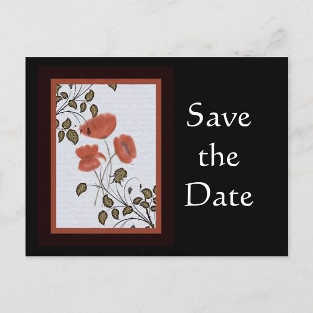 Asian Poppies Save the Date Postcard (Front)
