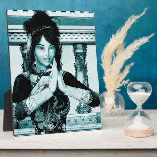 Asian Royal Woman Blue Portrait Art Plaque