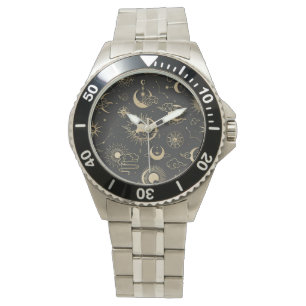 asian seamless pattern with clouds moon sun stars watch