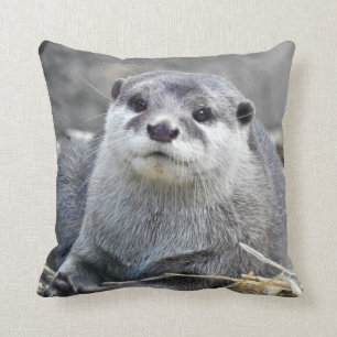 Asian Small-Clawed Otter Throw Pillow