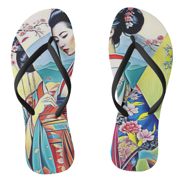 ASIAN SPRING DESIGNER COLLAGE FLIP FLOPS (Footbed)