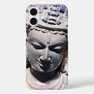 Asian Statue Antique Stone Face Photo Elegant Bold iPhone 16 Plus Case