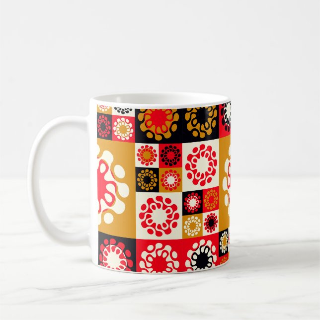 asian style ethnic mosaic with stylized flowers in coffee mug (Left)