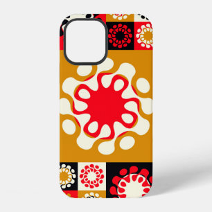 asian style ethnic mosaic with stylized flowers in iPhone 12 case