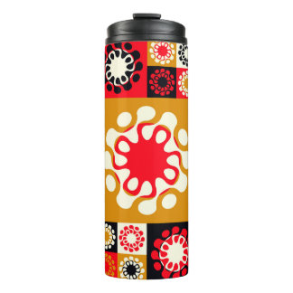 asian style ethnic mosaic with stylized flowers in thermal tumbler