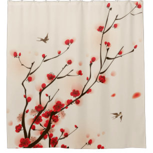 Asian Style Painting, Plum Blossom in Spring