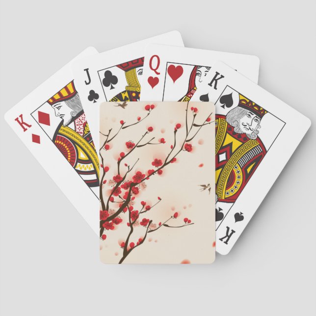 Asian Style Painting, Plum Blossom in Spring Playing Cards (Back)
