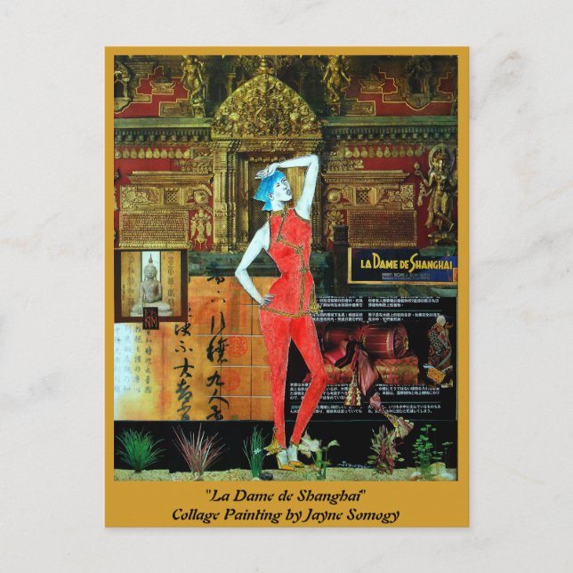 Asian-style postcard w/ Original Collage Art (Front)