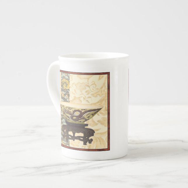 Asian Tapestry with Bowl and Dragon Design Bone China Mug (Front Left)