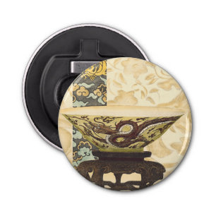 Asian Tapestry with Bowl and Dragon Design Bottle Opener