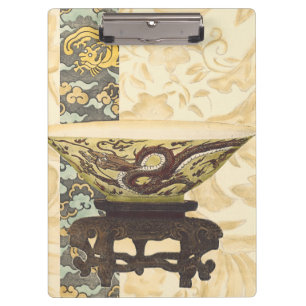 Asian Tapestry with Bowl and Dragon Design Clipboard