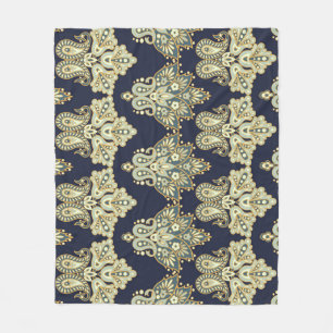 Asian Textile: Floral Paisley Illustration Fleece Blanket