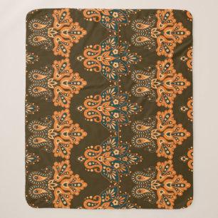 Asian Textile Paisley: Floral Vintage Illustration Sherpa Blanket