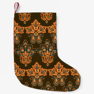 Asian Textile Paisley: Floral Vintage Illustration Small Christmas Stocking