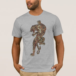 Asian Tiger Tattoo grey semi fitted mens tshirt