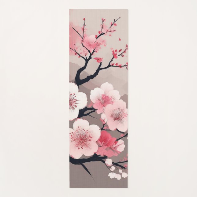Asian Tranquil Cherry Blossom Yoga Mat (Front)