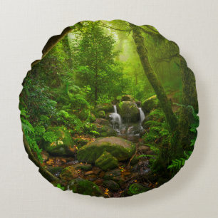 Asian tropical rainforestjungle,forest,environment round pillow