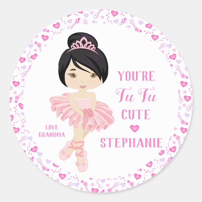 Asian Tu Tu Cute Ballerina Classic Round Sticker (Front)
