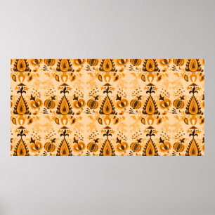 Asian vintage wallpaper seamless ornament flowers  poster