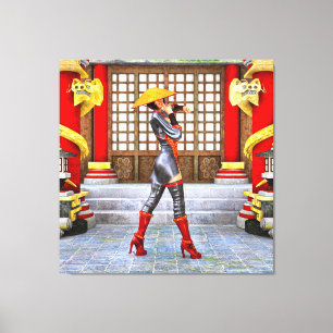 Asian Warrior Maiden Fantasy Samurai Artwork Canvas Print