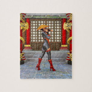 Asian Warrior Maiden Fantasy Samurai Artwork Jigsaw Puzzle