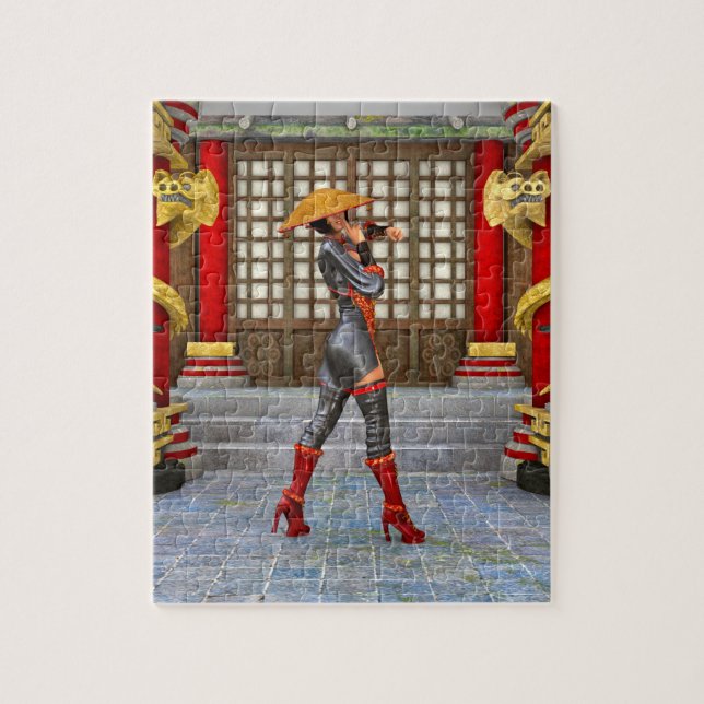 Asian Warrior Maiden Fantasy Samurai Artwork Jigsaw Puzzle (Vertical)