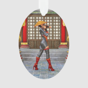 Asian Warrior Maiden Fantasy Samurai Artwork Ornament
