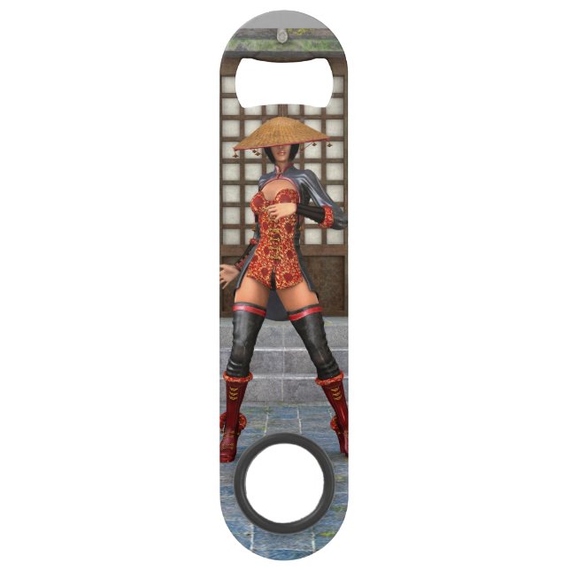 Asian Warrior Maiden Fantasy Samurai Artwork Speed Bottle Opener (Front)