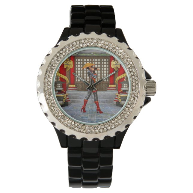 Asian Warrior Maiden Fantasy Samurai Artwork Watch (Front)