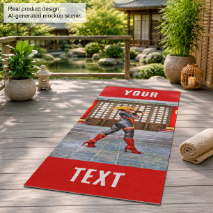 Asian Warrior Maiden Fantasy Samurai Artwork Yoga Mat