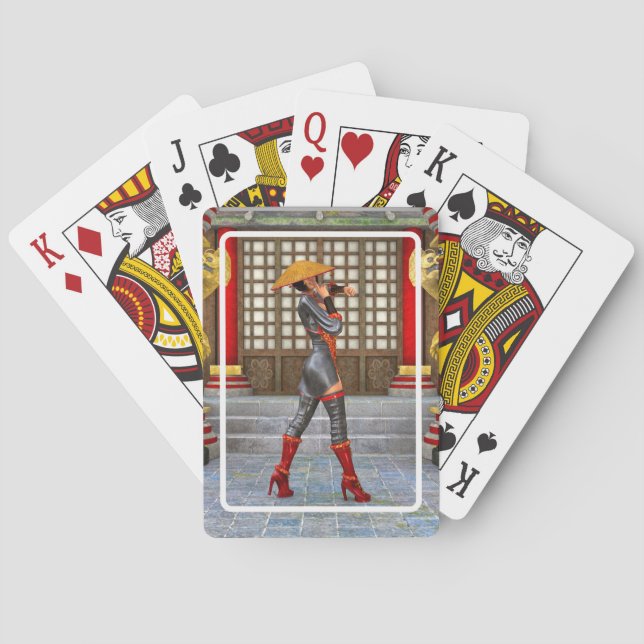 Asian Warrior Maiden Playing Cards (Back)