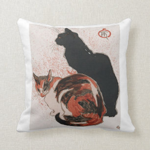 Asian watercolor cats throw pillow