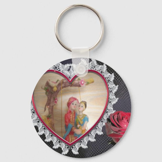 Asian Wedding Couple on Heart Swing Art Print/ Keychain (Front)