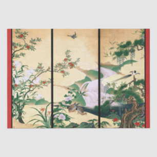 Asian Wisteria Floral Doves Waterfall Tissue Paper