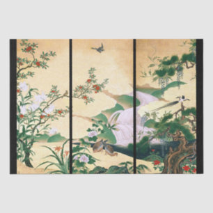 Asian Wisteria Floral Doves Waterfall Tissue Paper