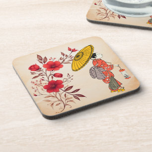Asian Woman Beverage Coaster