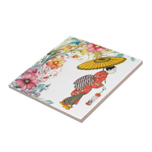 Asian Woman Ceramic Tile