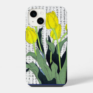 Asian Yellow Tulips on Kanji Background iPhone 14 Case