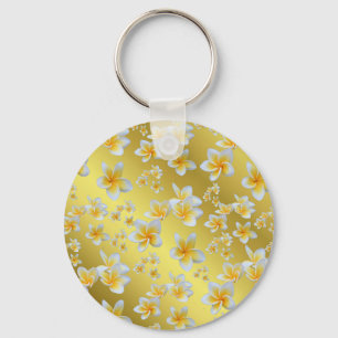 asian, yellow, white, bloom, bright, gold, floral keychain