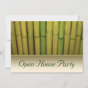 Asian Zen Green Bamboo Botanical Open House Party Invitation