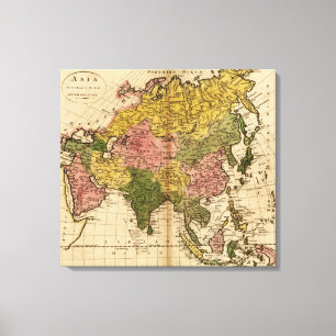 AsiaPanoramic MapAsia 7 Canvas Print