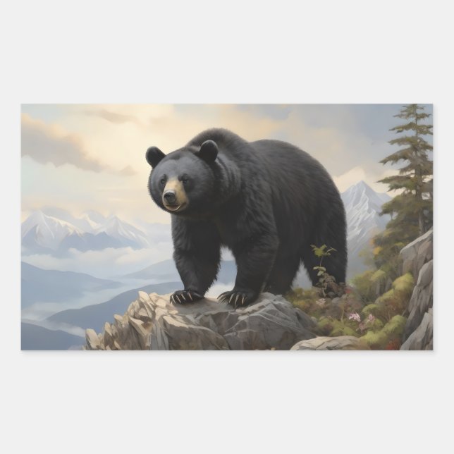 Asiatic black bear on mountain top  sticker (Front)