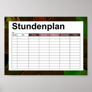 Asiatic lily Neon timetable / stundenplan Poster