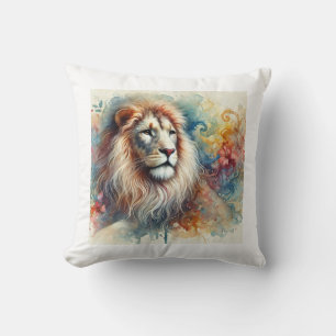 Asiatic Lion 060824AREF140 - Watercolor Throw Pillow