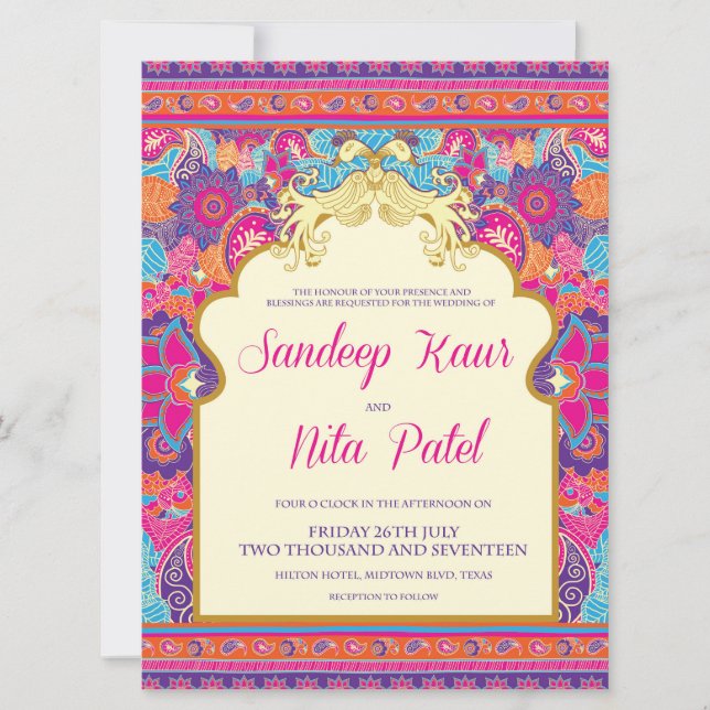 Asiatique - Mariage - Henna - Mehndi - Invitation (Devant)