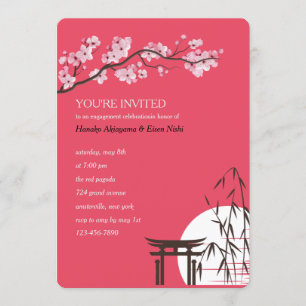 Asiatique Sakura Engagement Party Invitation