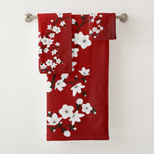 Asie Floral blanc cerisier rouge